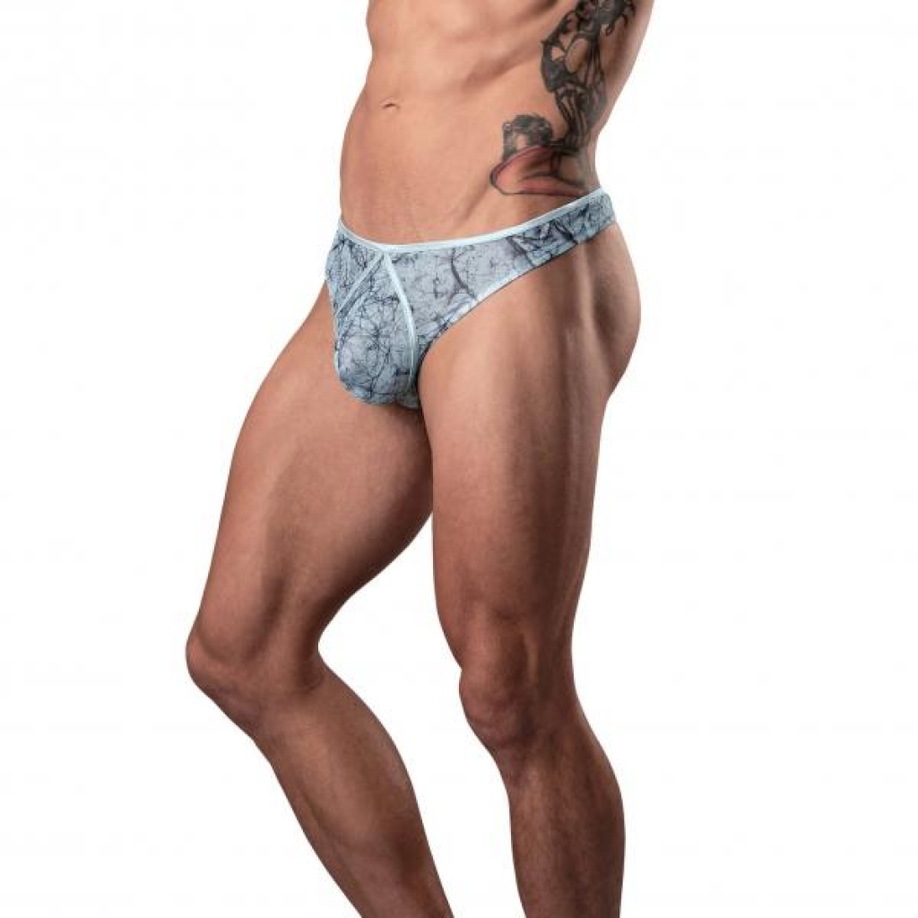 Marble Mesh Mini Thong - Light Blue