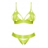 Strap Tease Bra & Crotchless Panty Neon Yellow 2xl - Magic Silk Lingerie