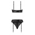 Ooh La Lace Demi Bra Garter & Tanga Black S/m - Magic Silk Lingerie