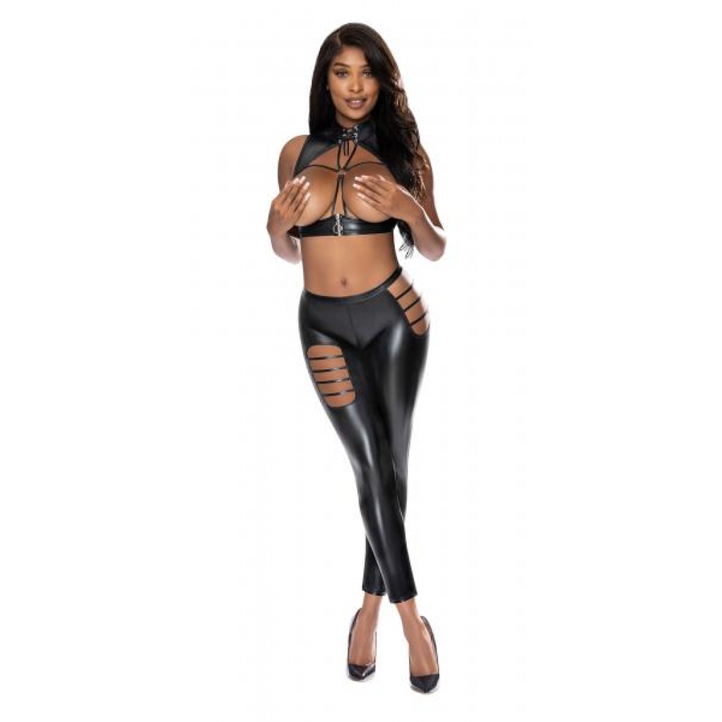 Liquid Onyx Open Vest & Leggings Black L/xl - Magic Silk Lingerie