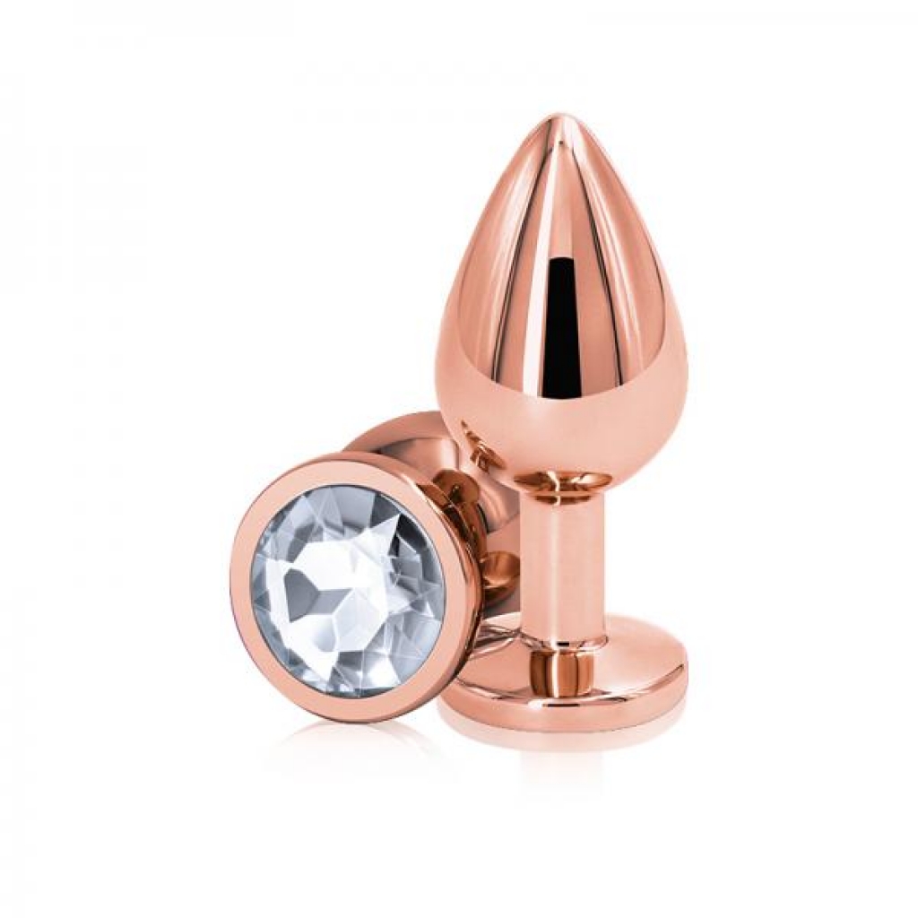 Rear Assets Rose Gold Medium Butt Plug - Clear