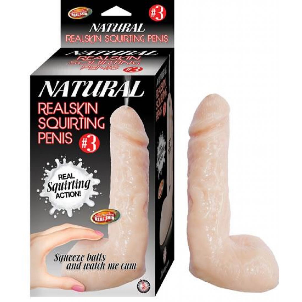 Natural Realskin Squirting Penis 03 - 7.5 inches Dildo - Beige