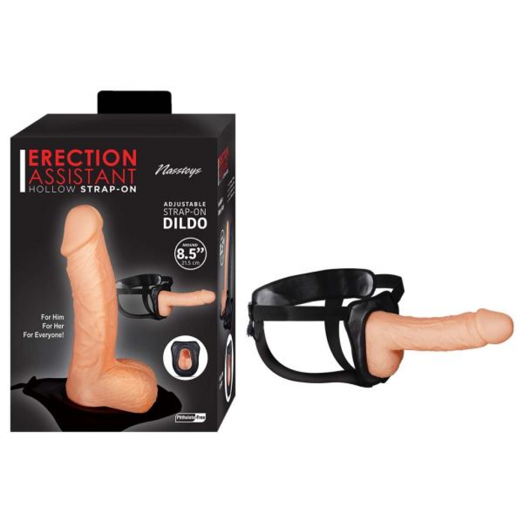 Erection Assistant Hollow Strap-On - 8.5 inches White