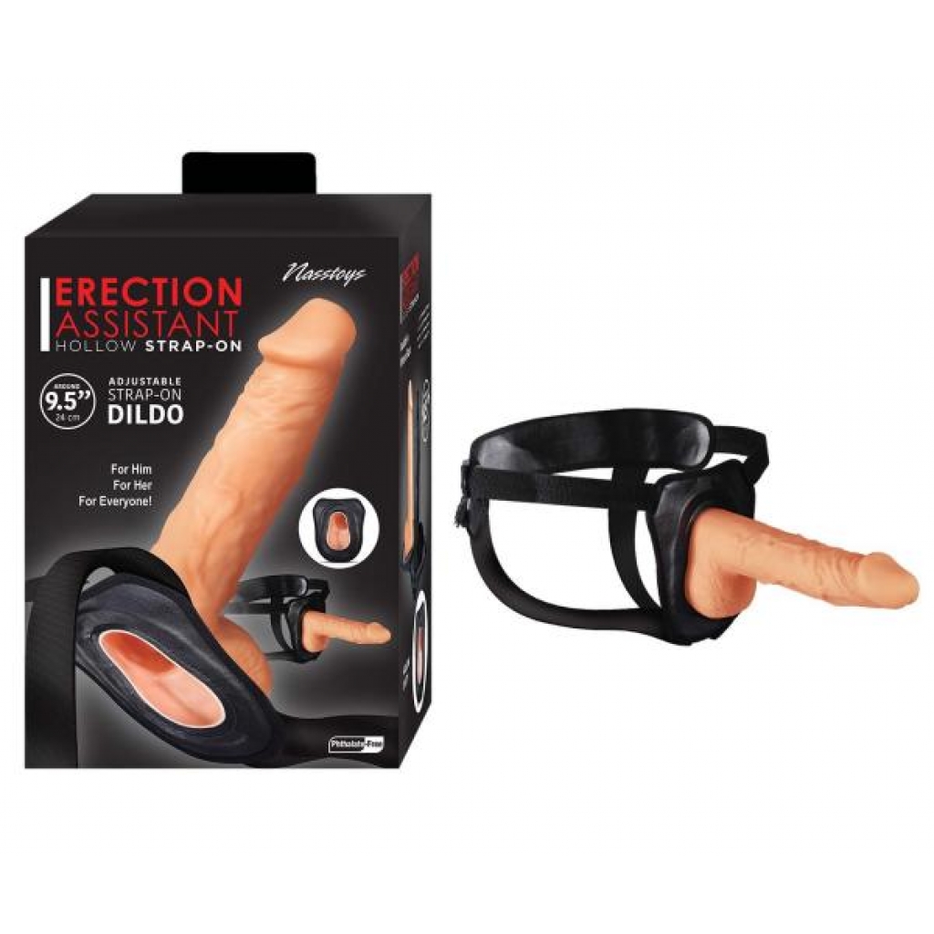 Erection Assistant Hollow Strap-on - 9.5 inches White