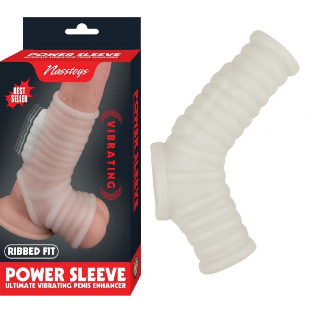 Vibrating Power Sleeve - Ribbed Fit White