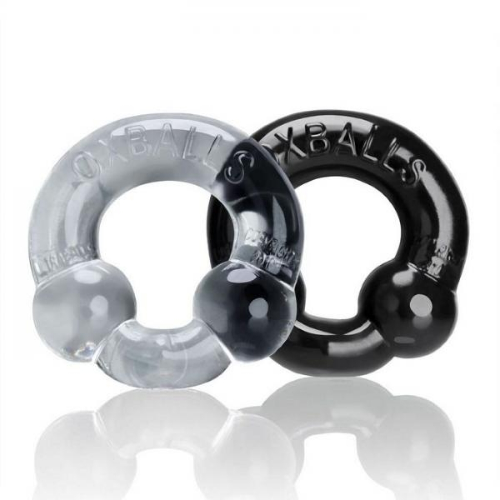 Oxballs Ultraballs Cock Rings - Black & Clear - 2 Pack