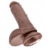 King Cock 8 Inches Realistic Dildo with Balls - Brown