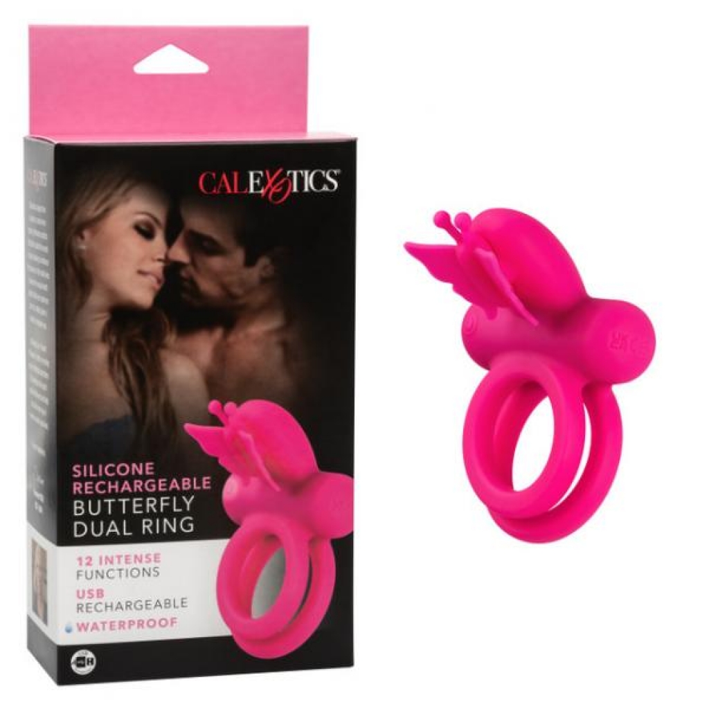 Silicone Rechargeable Butterfly Dual Ring - Couples' Enhancement