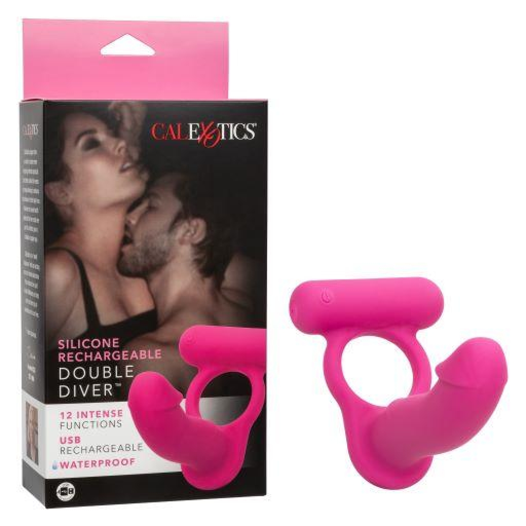 Silicone Rechargeable Double Diver Vibrating Cock Ring - Maximize Pleasure