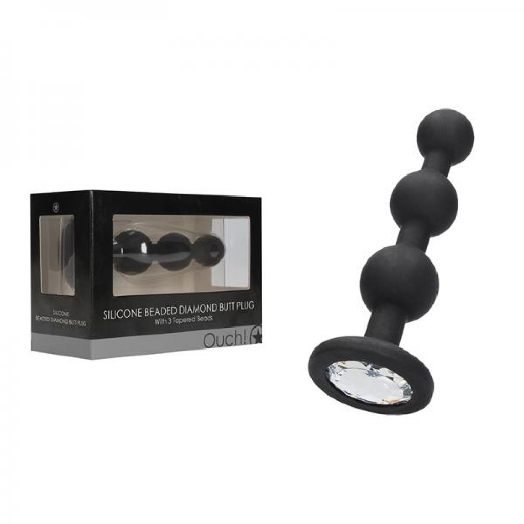 Silicone Beaded Diamond Butt Plug Black - Sensual Anal Experience