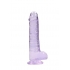 Real Cock 8in Realistic Dildo W/ Balls Purple