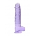 Realistic Cock Dildo with Balls - 9 Inches - Purple