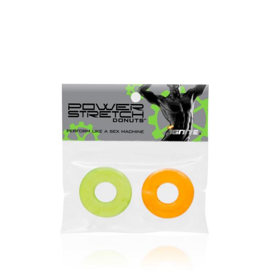 Power Stretch Donuts - Orange and Green Cock Ring Set