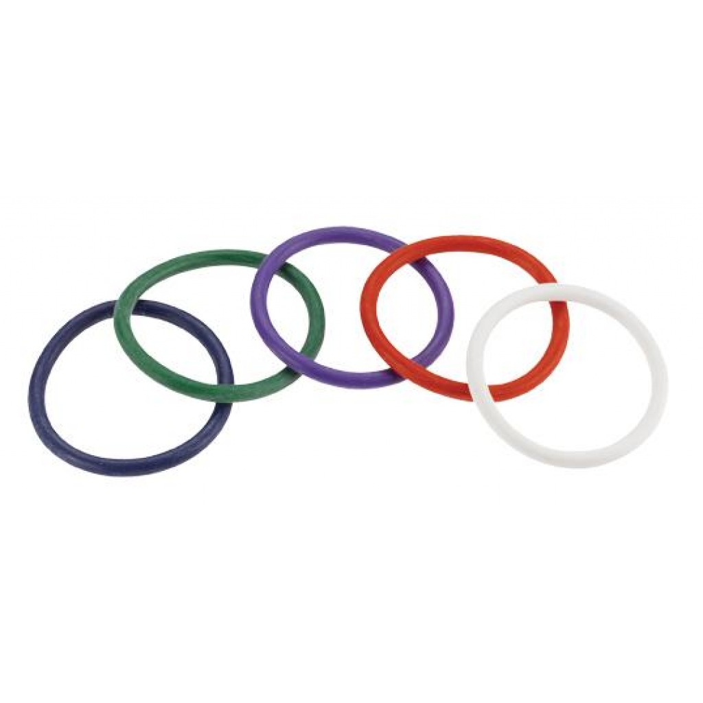 Rainbow Cock Ring 5 Pack - 2 Inch Variety