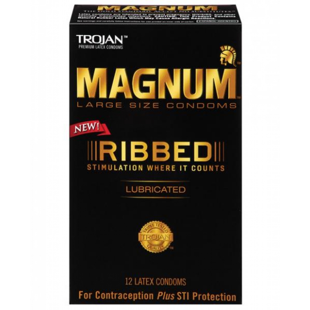 Trojan Magnum Ribbed Condoms - 12 Pack