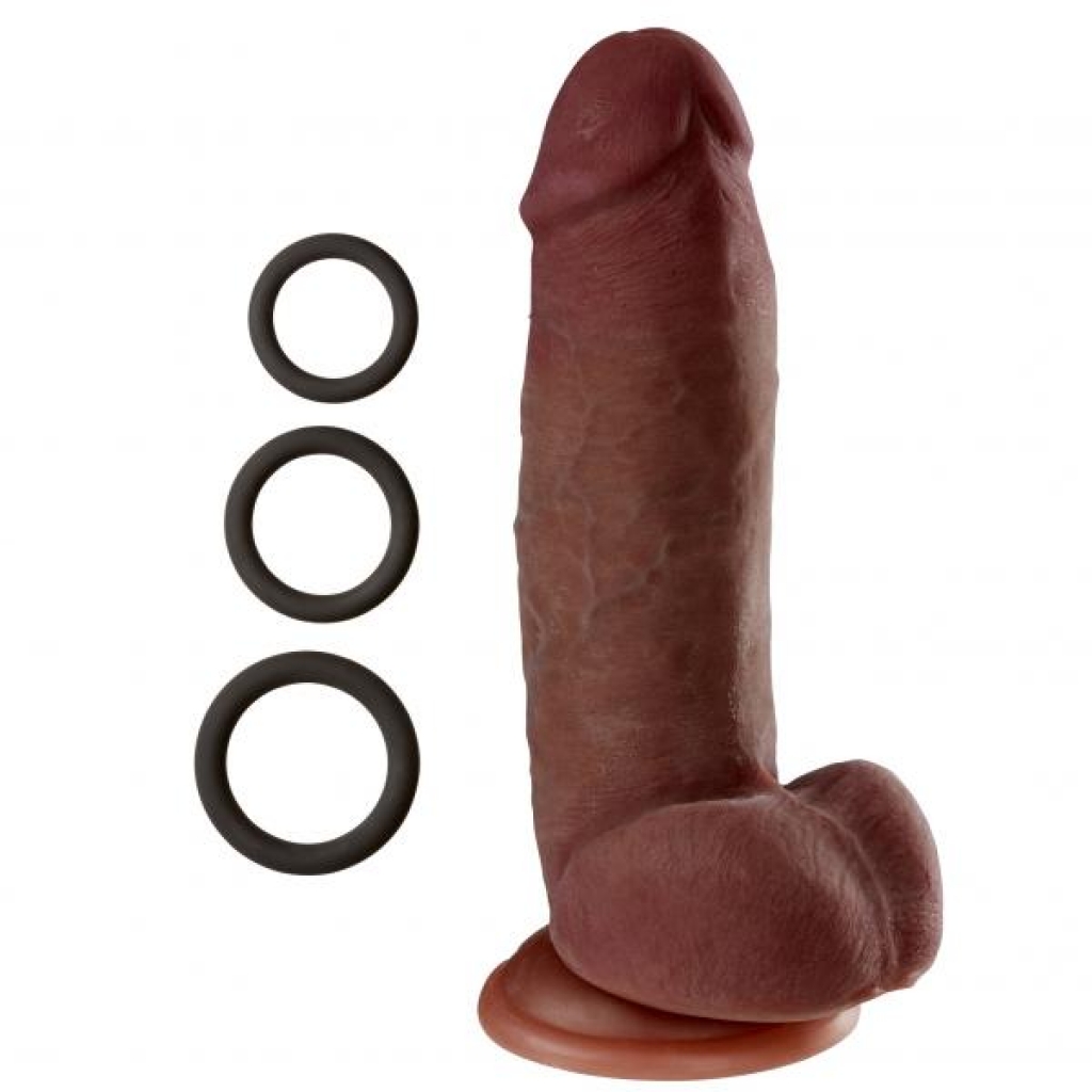 Cloud 9 Dual Density Real Touch Dildo with Balls - 8 inches Brown