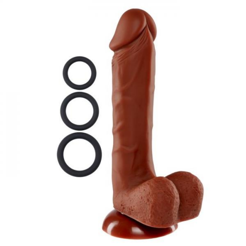 Pro Sensual Premium Silicone Dong - Brown, 8 Inches with 3 C-Rings