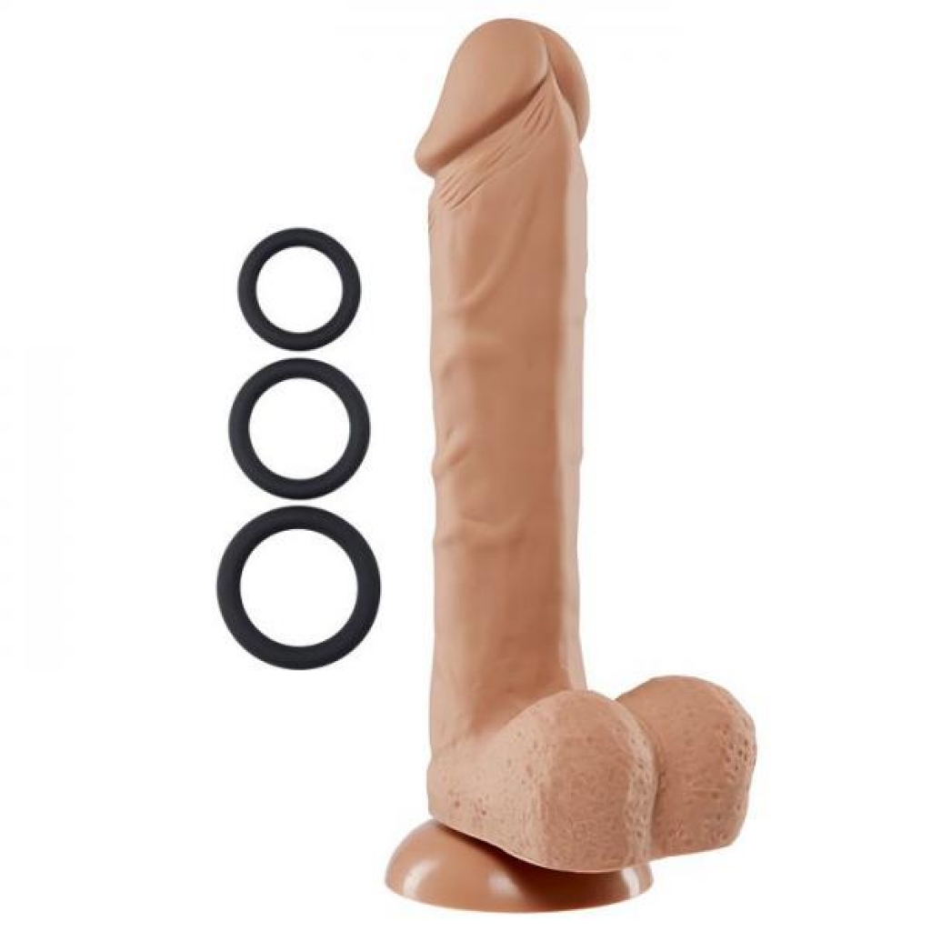 Pro Sensual Premium Silicone Dong - Tan - 9 Inches with 3 C-Rings