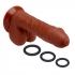 Premium Silicone Dong with 3 C-Rings - Brown, 7 Inches