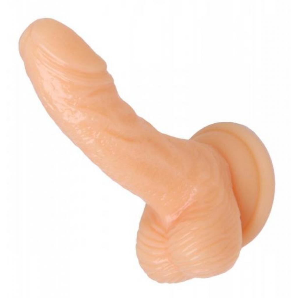 Silicone Curvy Suction Cup Dildo - 4 inches Beige