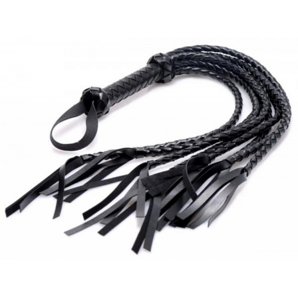 Strict 8 Tail Braided Flogger - Black Leather Impact Toy