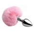 Pink Fluffy Bunny Tail Anal Metal Butt Plug